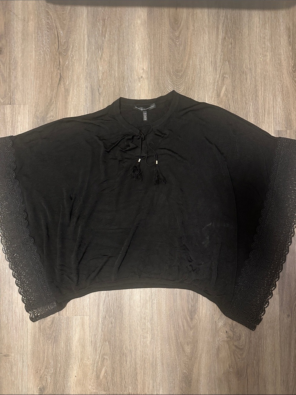WHBM Black Poncho Blouse XXS